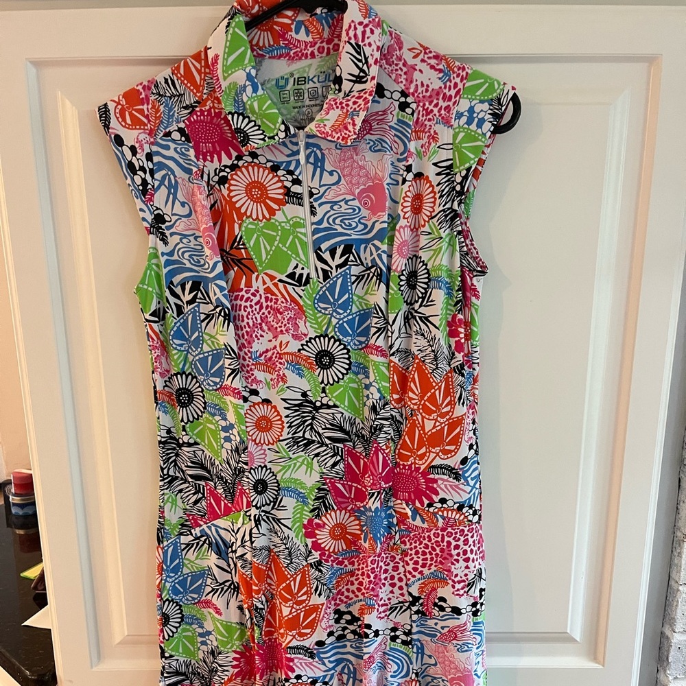 Ibkul Sleeveless Colorful Floral Women's Dress, size small